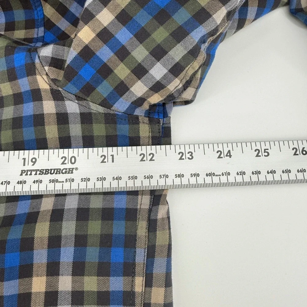 The North Face Mens Plaid Long Sleeve Button‎ Down Shirt Blue Green Tan Medium